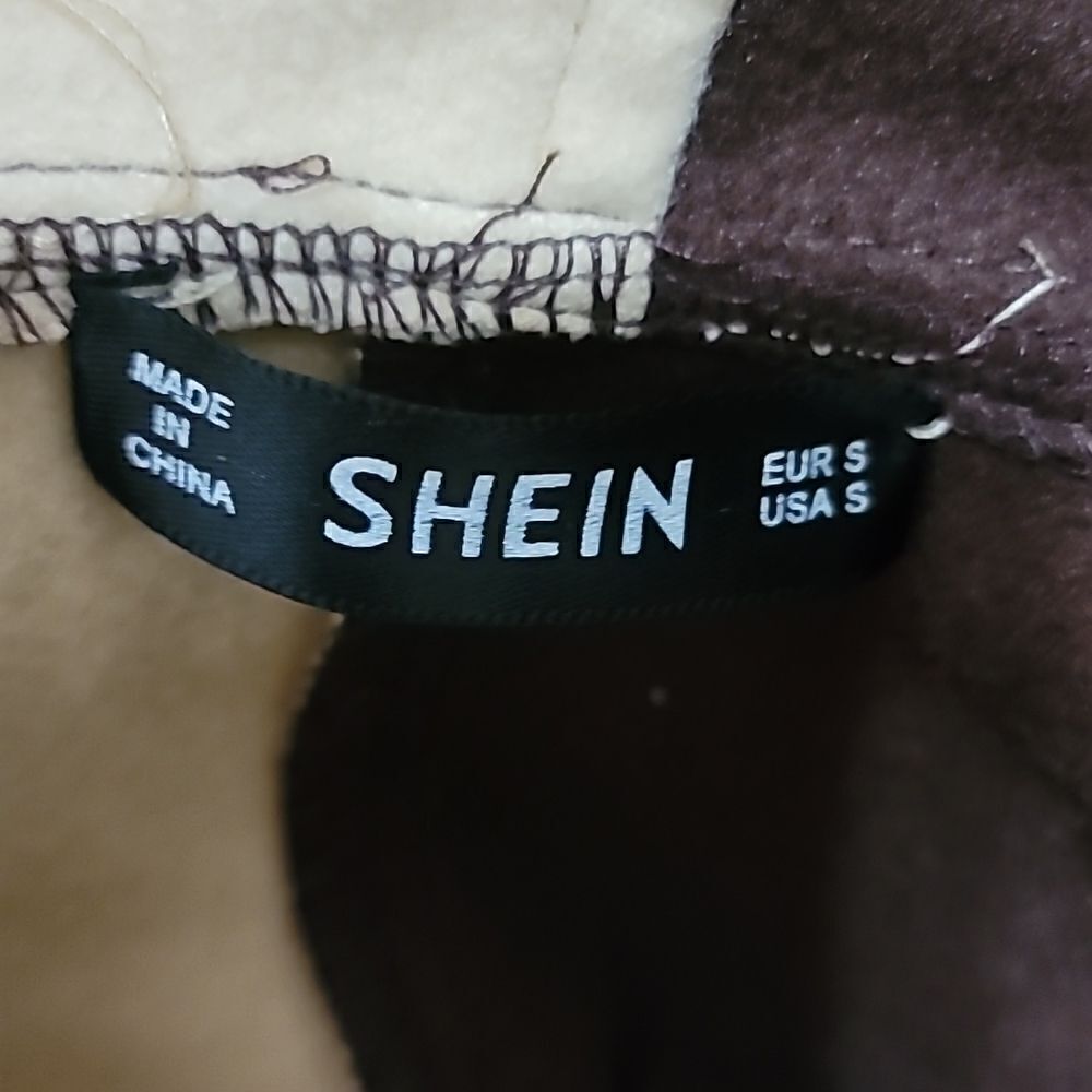 Shein Women's Brown and Tan Two Tone Belted Coat Sz Small - Picture 9 of 10